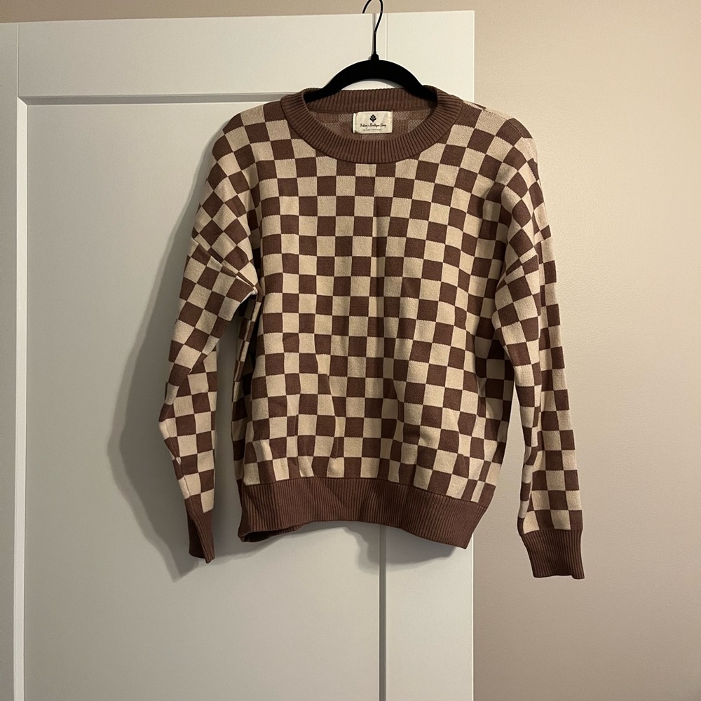 Brown Checkered Sweater